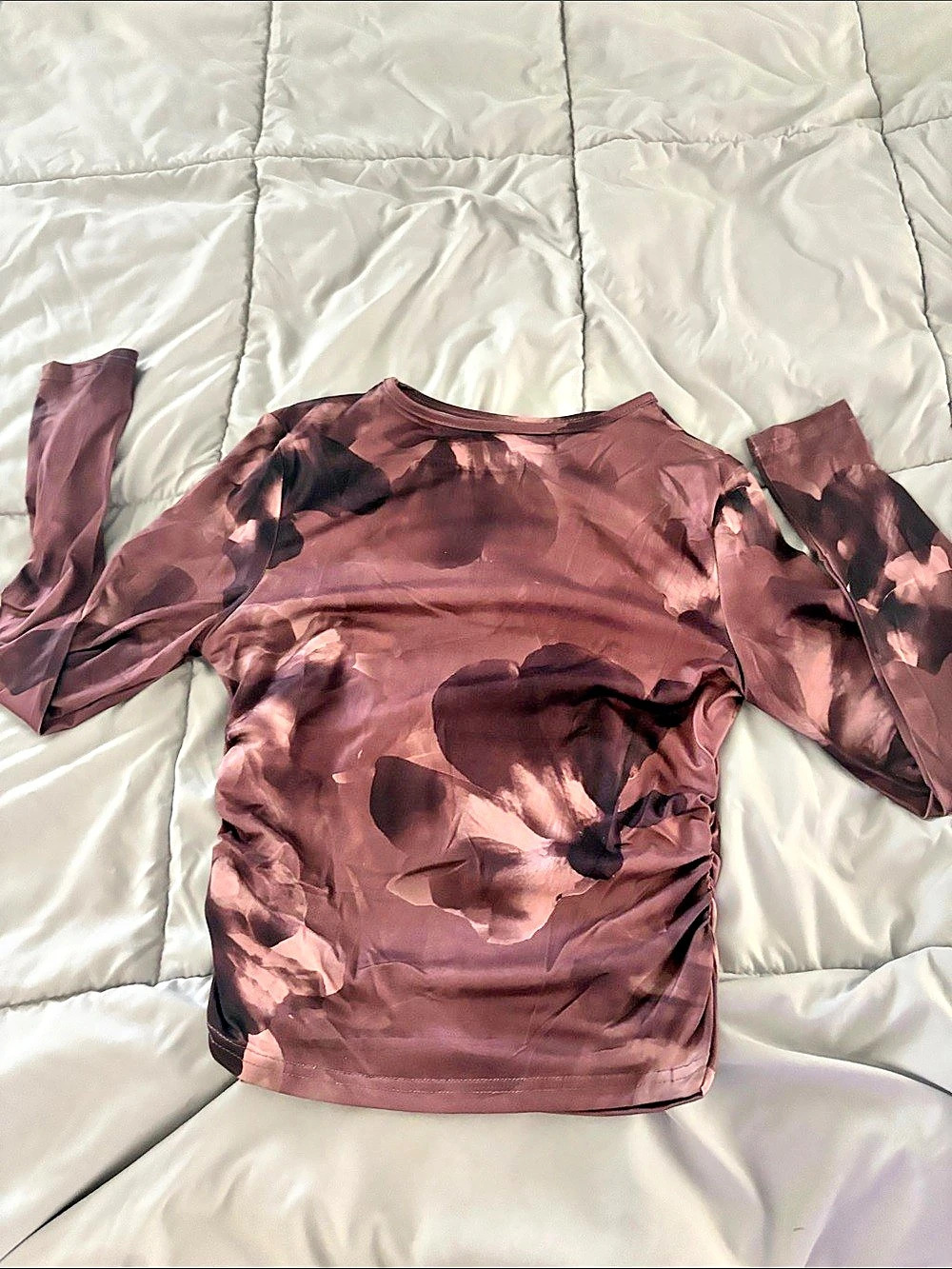 SHEIN Floral Long Sleeve Top in Brown Size Medium